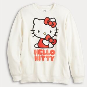 Sanrio Hello Kitty White Fleece Graphic Sweatshirt Junior’s